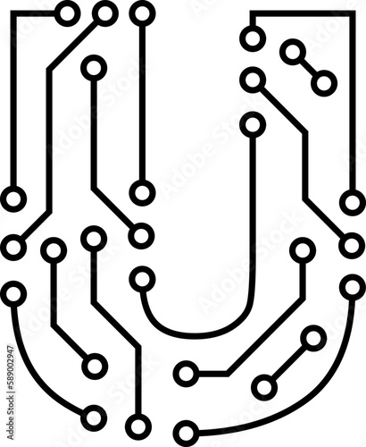 u letter technology icon