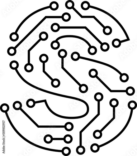 s letter technology icon