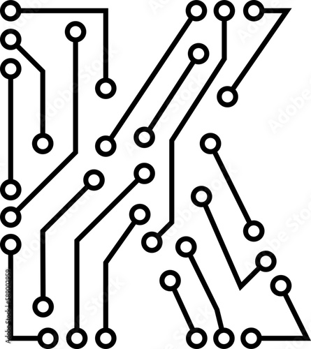 k letter technology icon