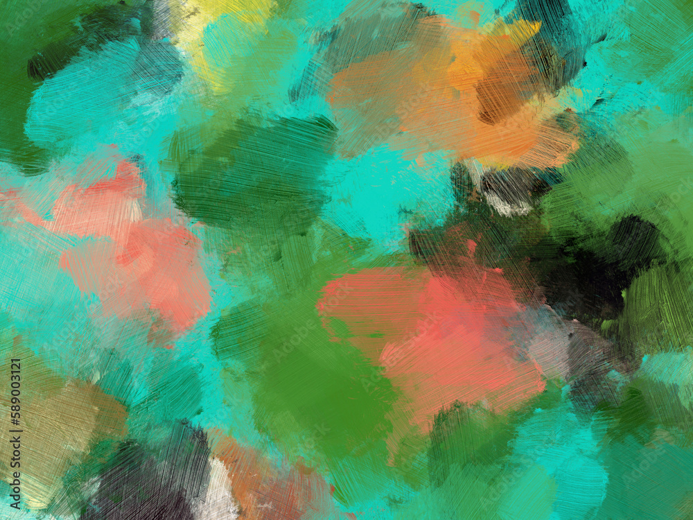 Colorful oil paint brush abstract background green