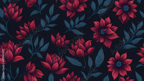 simple seamless watercolor red flowers black background themed pattern, seamless floral pattern, seamless floral background, seamless pattern with flowers, seamless pattern with red flowers