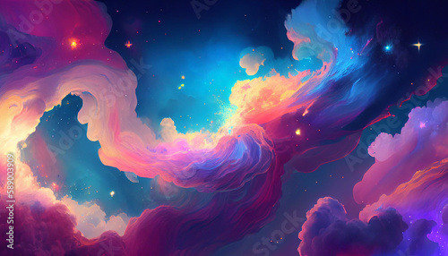 Generative AI, Galactic Drift: An Abstract Cloud Formation Inspired by the Cosmos © icehawk33