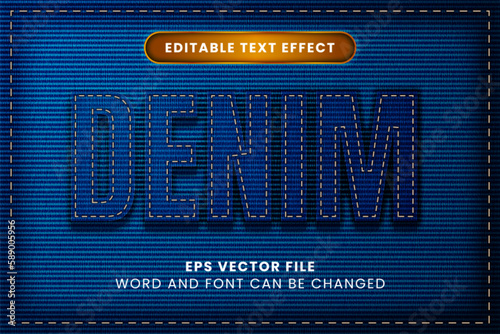 Denim texture editable vector text effect