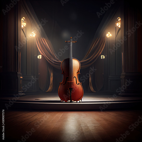 cello on the concert stage. Generative AI