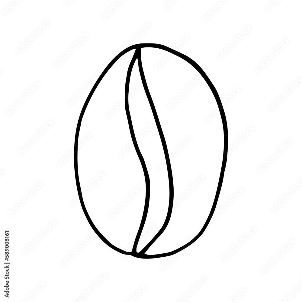 coffee bean hand drawn in doodle style. Suitable for icon, sticker, packaging decor. minimalism, monochrome, Scandinavian coffee bean hand drawn in doodle style. Suitable for icon, sticker, packaging decor. minimalism, monochrome, Scandinavian
