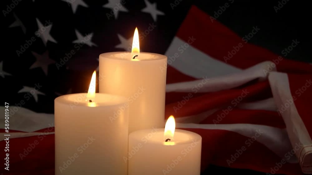 Burning candles on USA flag background. Memorial day concept. Burning candles on USA flag background. Memorial day concept.