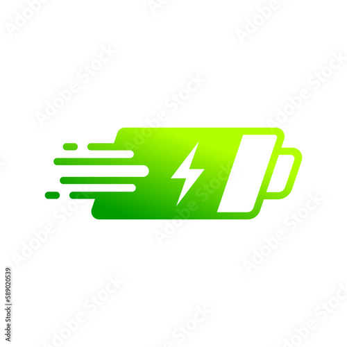 Fast charging battery status, Electric charge icon, Power energy indicator concept, Isolated on white background, Vector illustration