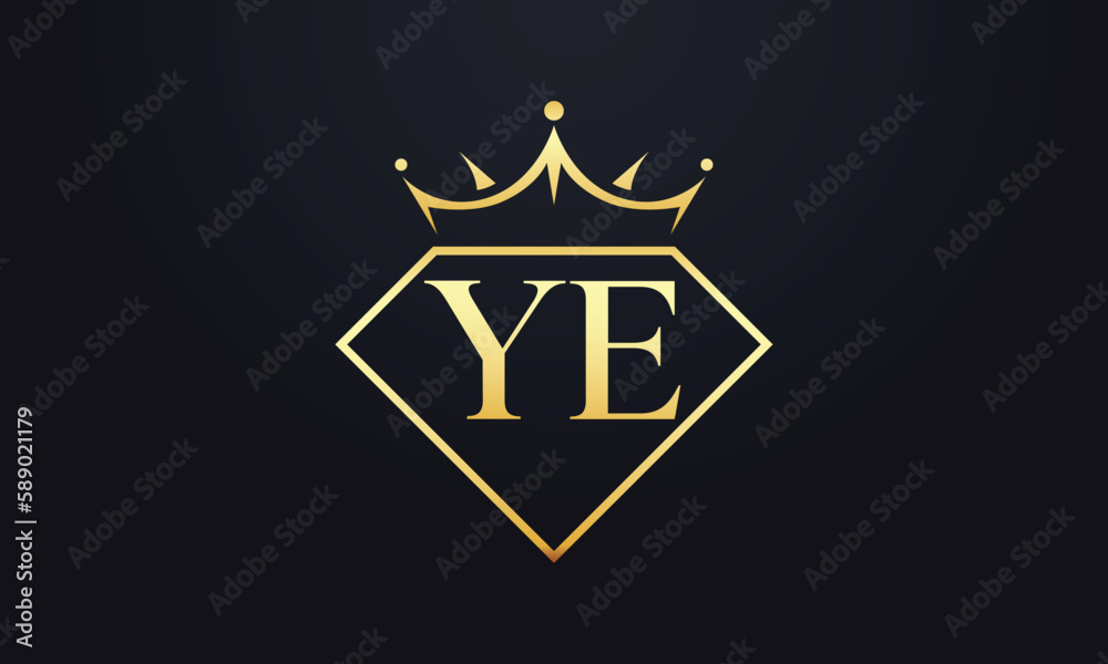 Diamond crown vector. Luxury queen logo for jewelry vector with letters	