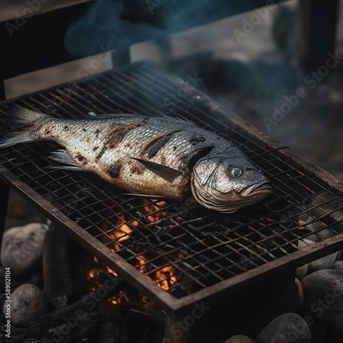 Grilled Fish an Charcoal Grill