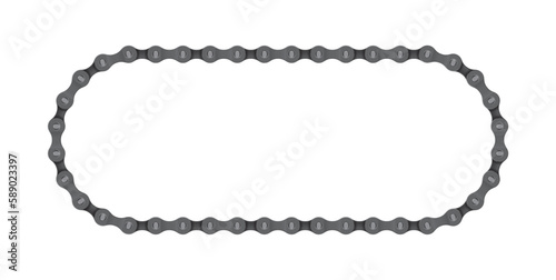 Vector line realistic bike chain rounded frame. Isolated on white background.