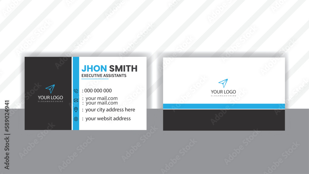 Double-sided creative business card template. Horizontal and vertical layout. Vector illustration. Stationery design Double-sided creative business card template. Horizontal and vertical layout. Vector illustration. Stationery design