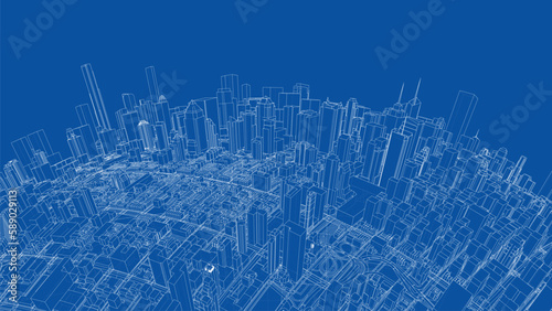 3d city sphere. Vector rendering of 3d