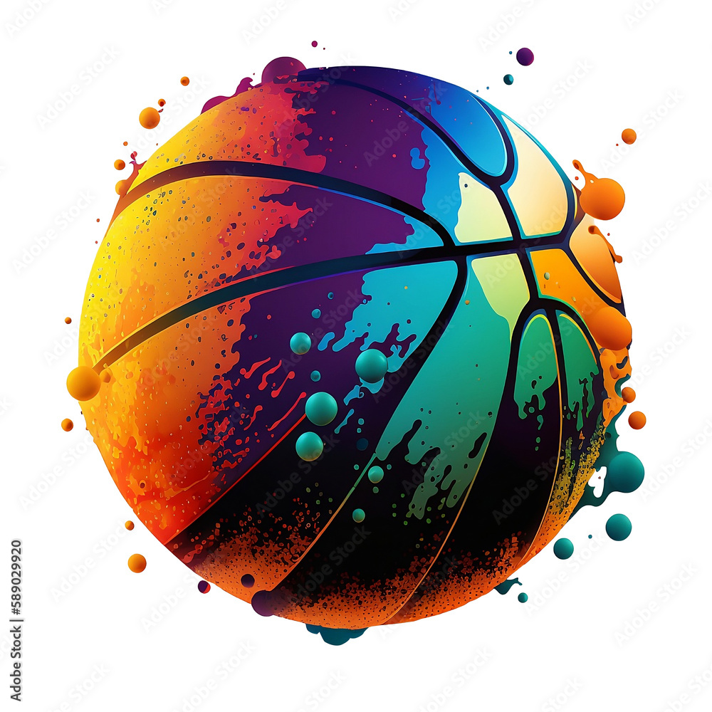 basketball with full color concept isolated background (created with ...