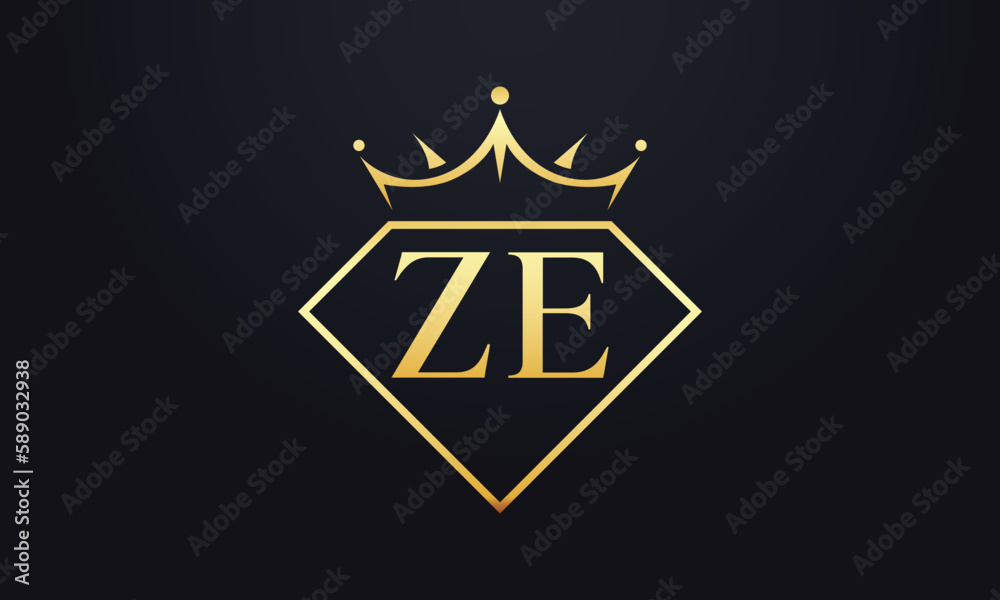 Diamond crown vector. Luxury queen logo for jewelry vector with letters	