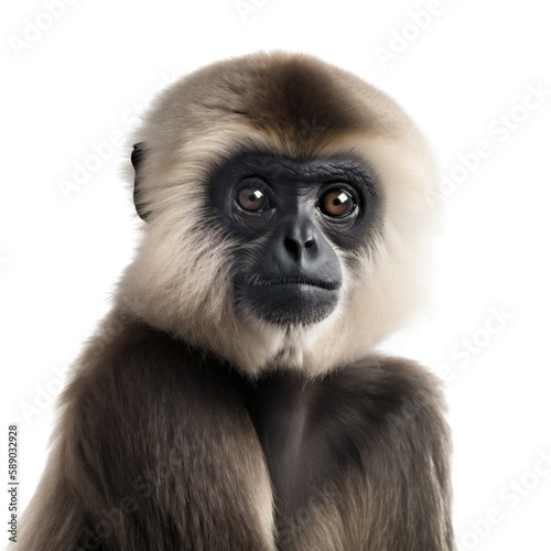 Brown Gibbon Monkey, Alluring Upper Body Portrait. Generative AI © PNG-Universe