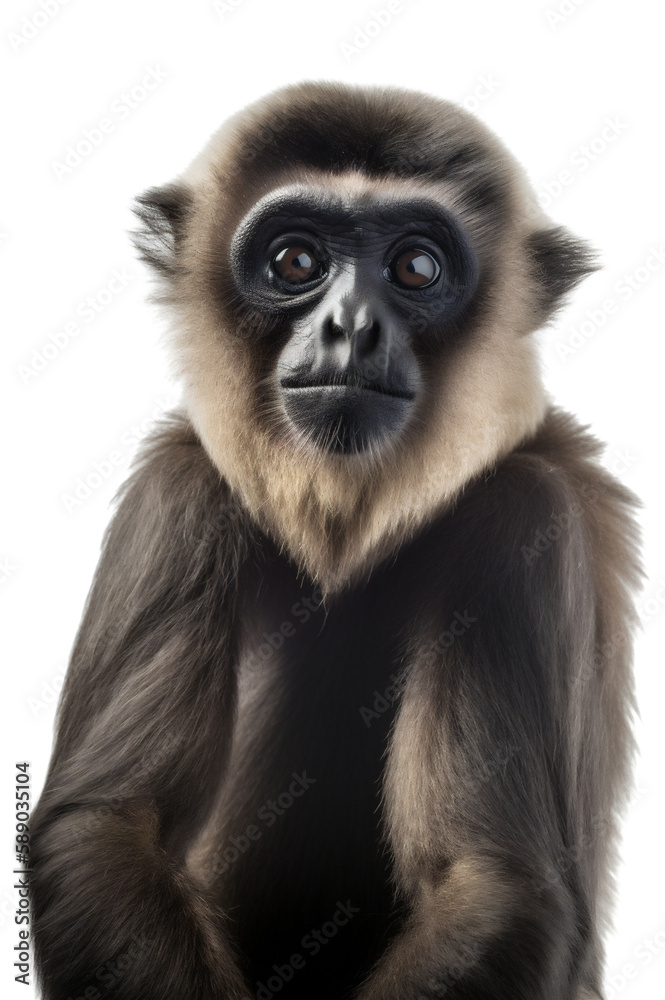 Brown Gibbon Monkey, Upper Body Front View Charm. Generative AI Brown Gibbon Monkey, Upper Body Front View Charm. Generative AI