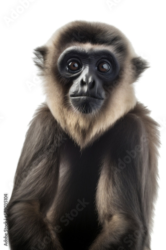 Brown Gibbon Monkey, Upper Body Front View Charm. Generative AI © PNG-Universe