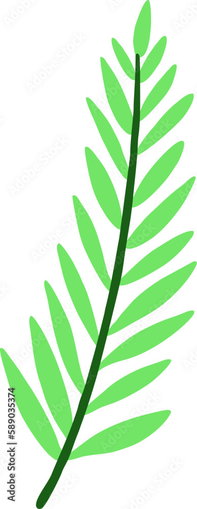 Naklejka premium Easter Day Leaf and Twig Flat Hand Drawn Illustration