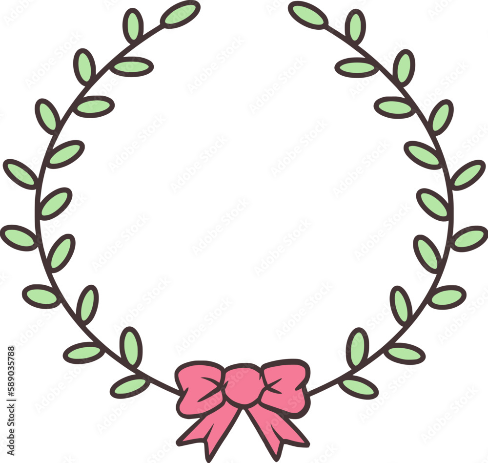 Easter Day Wreath Flat Hand Drawn Illustration