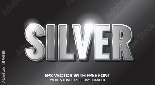 Silver 3D Editable Text Effect Template
