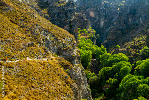 Los Cahorros de Monachil mountain hiking trail near Granada, Spain photo