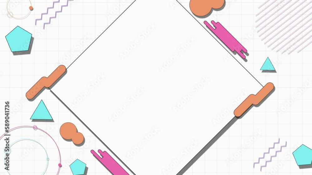 モーショングラフィックの背景　5秒ループ　
背景白色　
シェイプカラフル