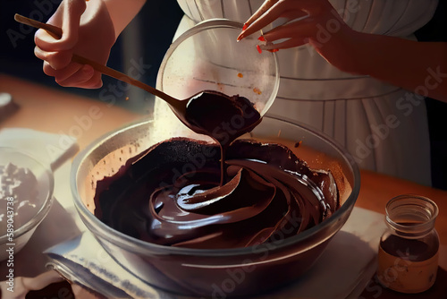 Baking chocolate cake. Generative Ai