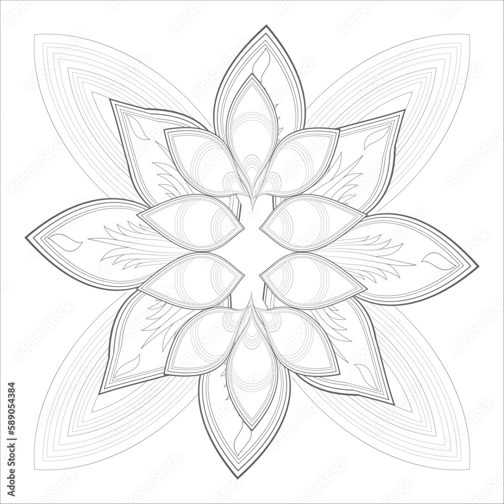 Zentangle drawing of flowers in black and white for coloring book. Hand Drawn Flowers for Adult Anti Stress of coloring page in Monochrome Isolated in white background Zentangle drawing of flowers in black and white for coloring book. Hand Drawn Flowers for Adult Anti Stress of coloring page in Monochrome Isolated in white background