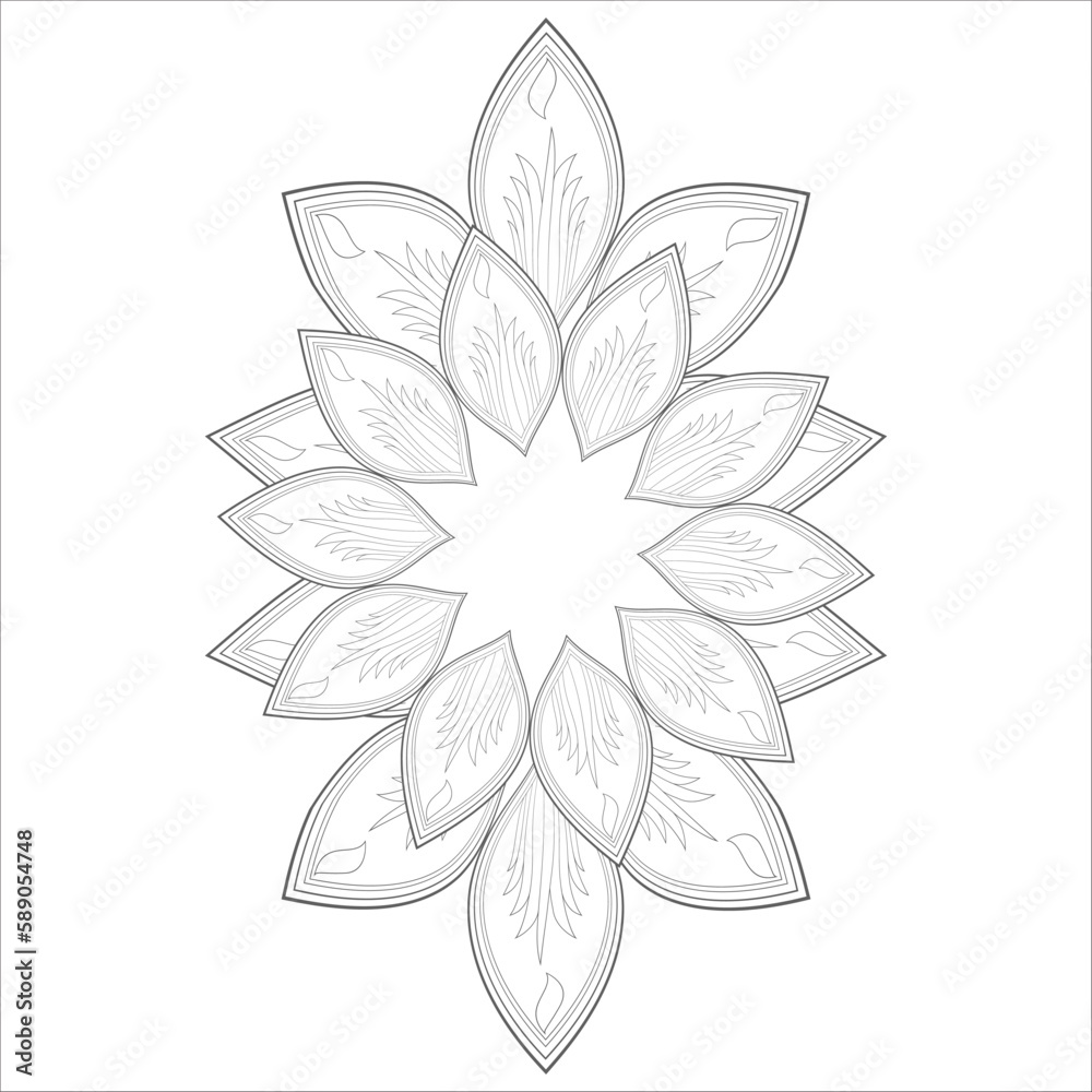Zentangle drawing of flowers in black and white for coloring book. Hand ...