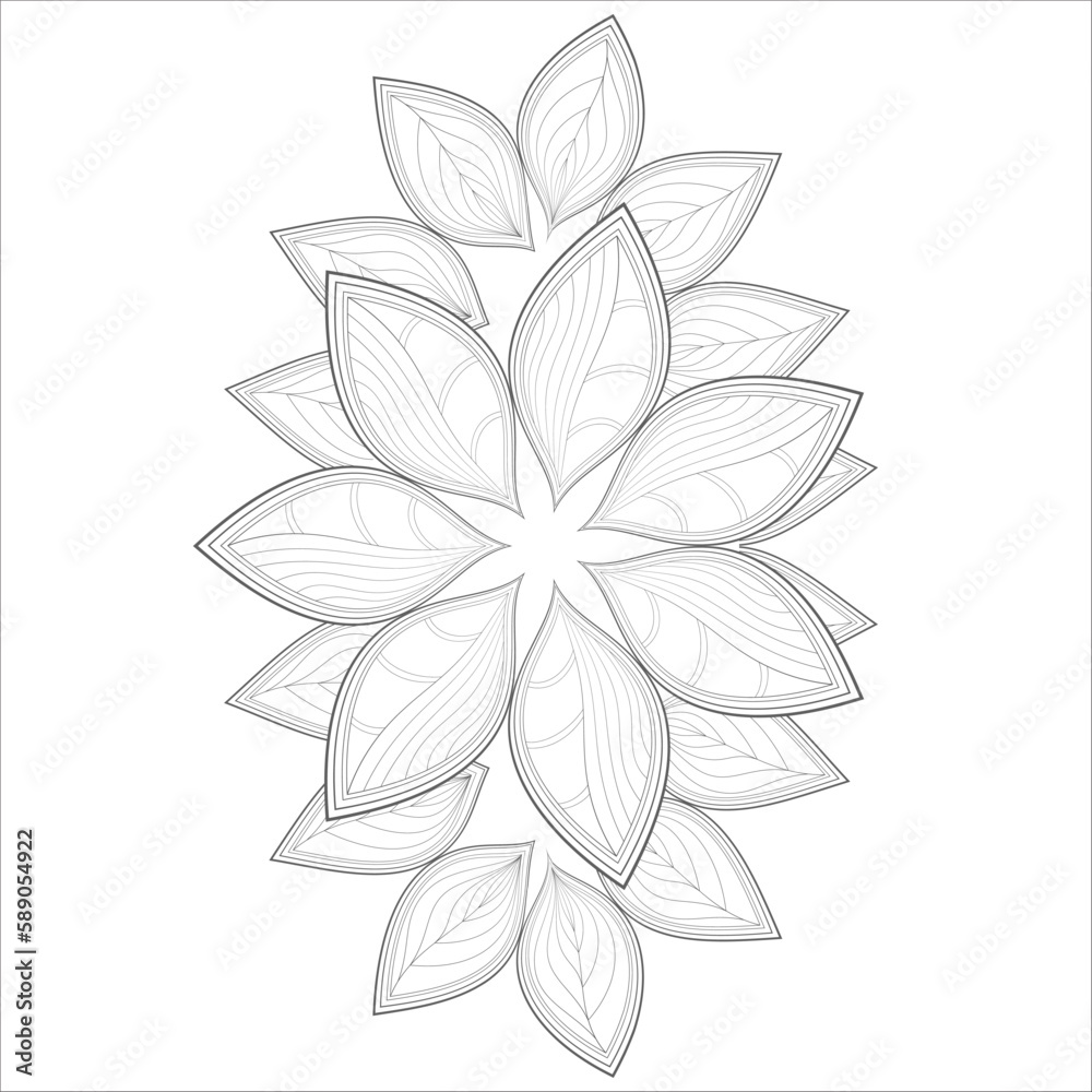 Zentangle drawing of flowers in black and white for coloring book. Hand ...