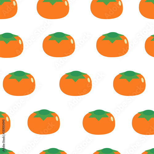 set of orange persimmon cartoon fruit, persimmon pattern as repeat seamless style, replete image design for fabric pattern