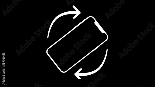 Phone Rotation animation. Turn you Smartphone and rotate device screen, animation isolated in black background photo