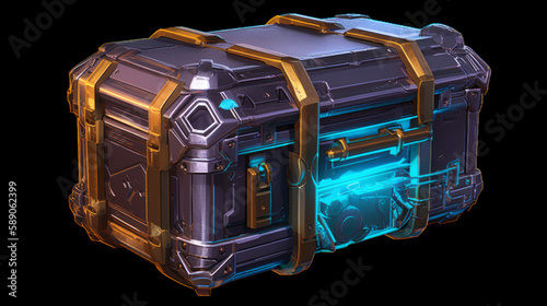 A rare treasure chest, online game loot box, generative ai photo