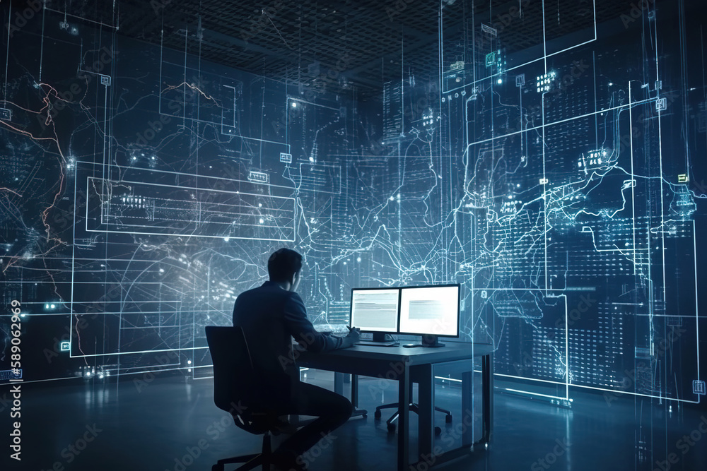 Goal of business, Investor, Businessman analysis economic and calculates financial data and target for long-term investments and profitability in future on digital data network Goal of business, Investor, Businessman analysis economic and calculates financial data and target for long-term investments and profitability in future on digital data network