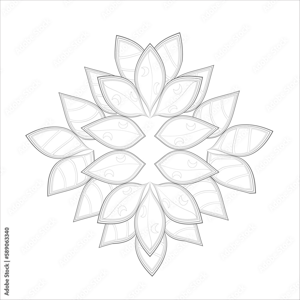 Obraz premium Hand Drawn Flowers for Adult Anti Stress of coloring page in Monochrome Isolated on White Background.-vector