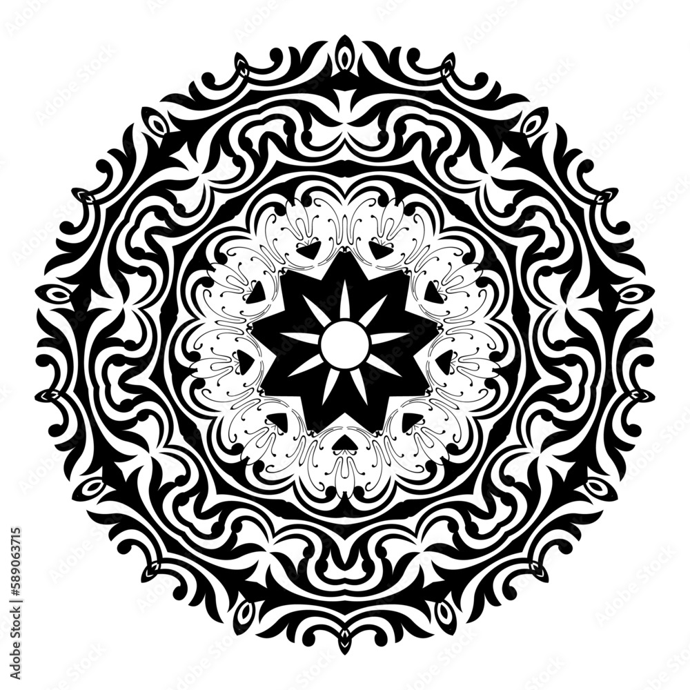 Round Mandala pattern decorative element Vector illustration, Decorative round ornament Anti stress Mandala pattern design element