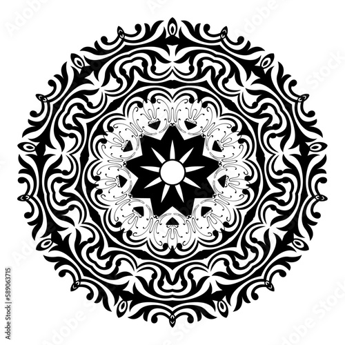 Round Mandala pattern decorative element Vector illustration, Decorative round ornament Anti stress Mandala pattern design element