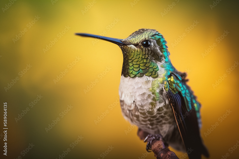 Fototapeta premium Colorful hummingbird sitting on twig