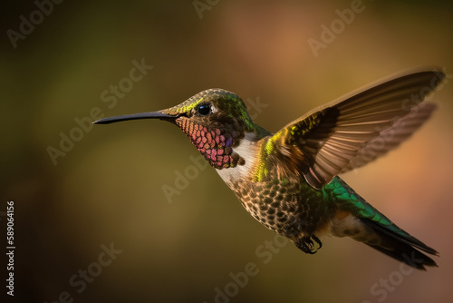 Colorful hummingbird sitting on twig
