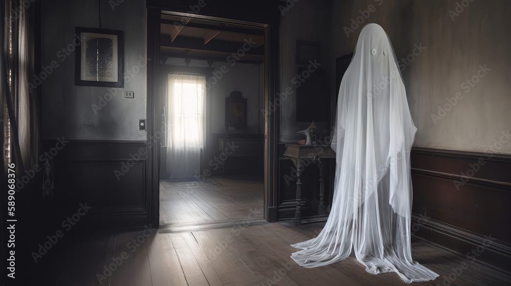 Haunting ghost in a house, generative ai Haunting ghost in a house, generative ai
