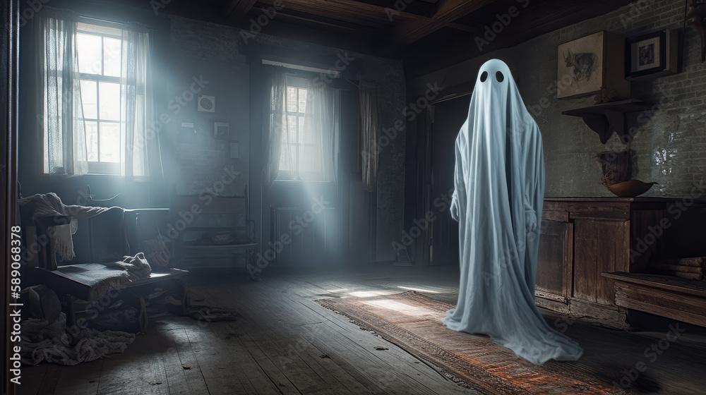Haunting ghost in a house, generative ai Haunting ghost in a house, generative ai