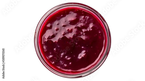 strawberry jam in a jar top view isolated on transparent background