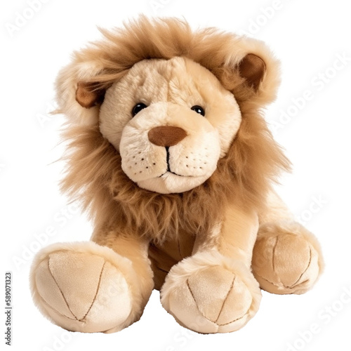 Lion Plush Toy: A Furry Friend's Close-up Cuteness. Generative AI