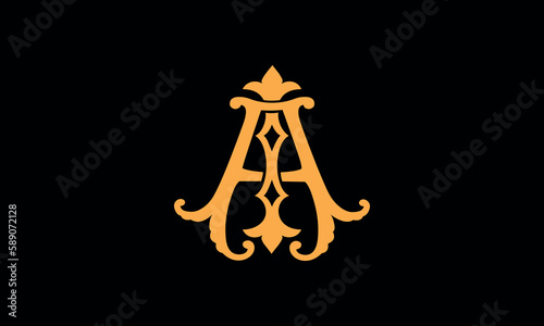 Alphabet AI or IA letter abstract monogram vector logo template