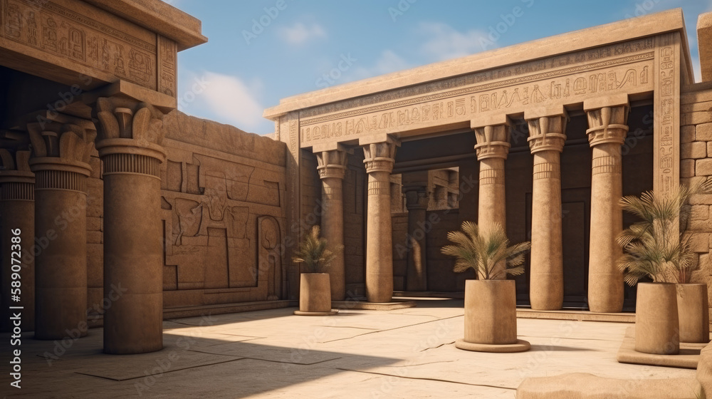 Fototapeta premium Outdoor egyption architecture, old ancient architecture, generative ai