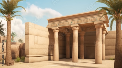 Outdoor egyption architecture  old ancient architecture  generative ai