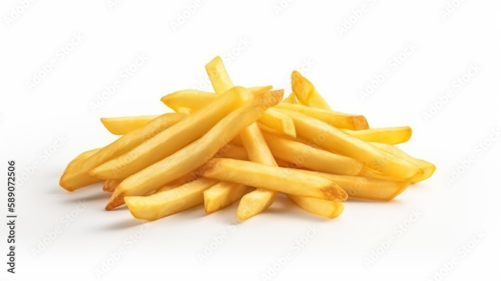 French fries on white background, generative ai French fries on white background, generative ai