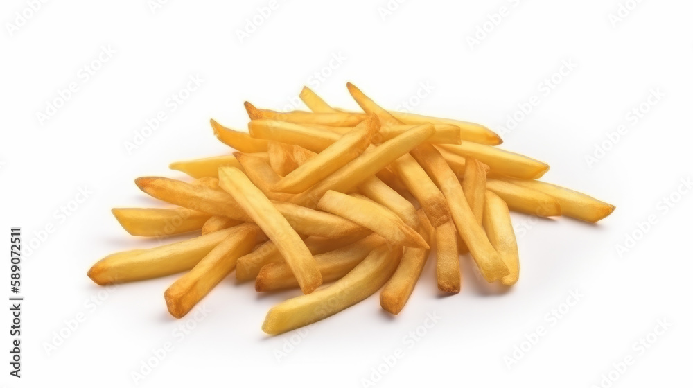 French fries on white background, generative ai French fries on white background, generative ai