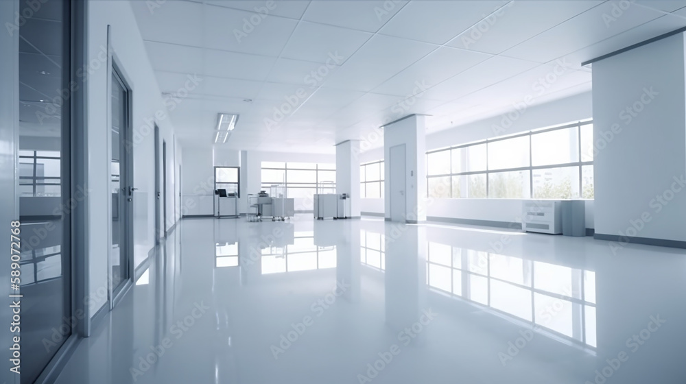 hospital white clean  floor hospital, architecture, and health, hospital Medical concept, Generative AI ,illustration