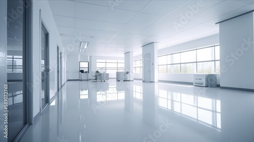 hospital white clean floor hospital, architecture, and health, hospital Medical concept, Generative AI ,illustration